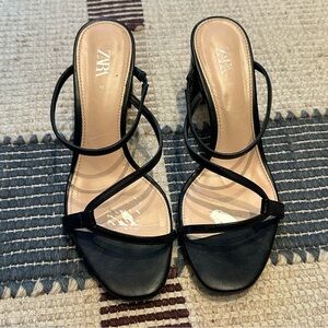 Zara Black Strappy Women's Heeled Sandals